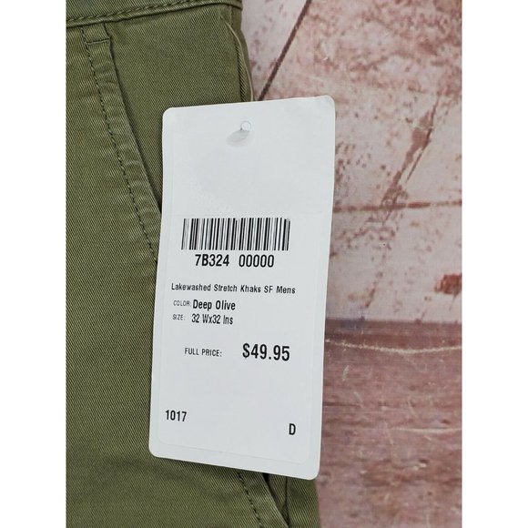 L.L. Bean Outlet Standard Fit Deep Olive Lakewashed 32x32 Men Khaki Pants - Picture 4 of 12